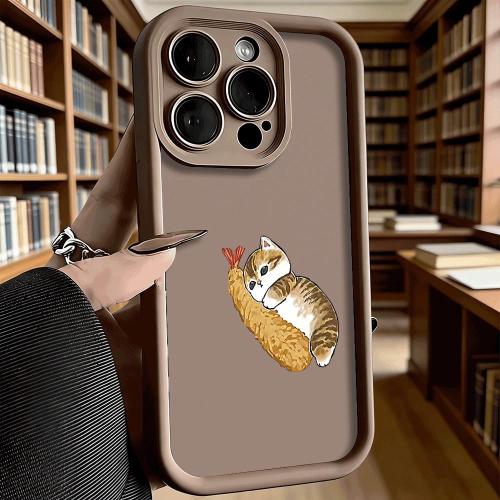 Cat Hugging Tempura Shrimp Soft TPU Shockproof Case For Xiaomi Redmi Note 15 14 13 12 11 Pro Anti-Fall Protective Back Cover