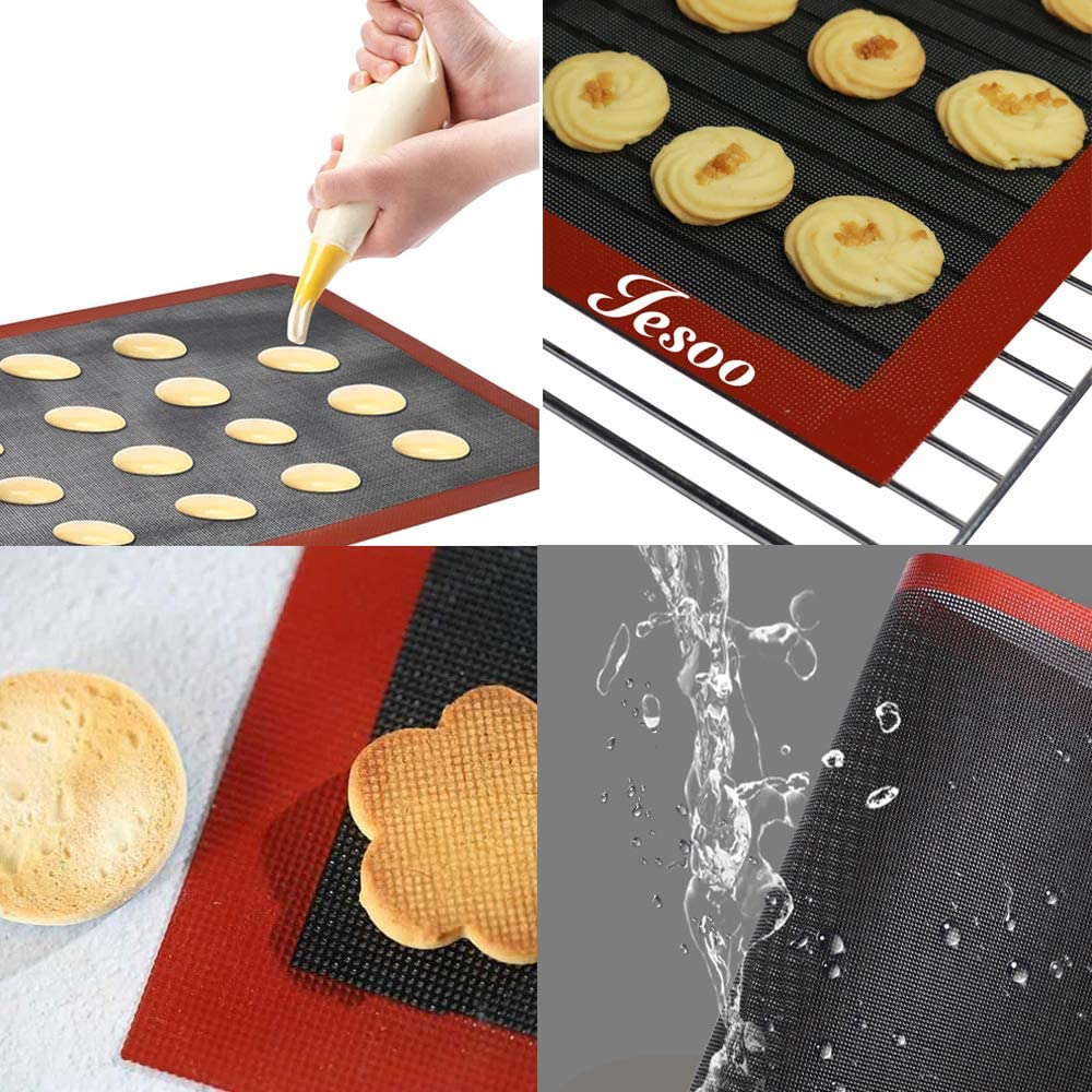 2 st Non-Stick Bakform Glasfiber Ugnsmatta Kakmatta Silikon Bakunderlägg Bakning Konditoriverktyg