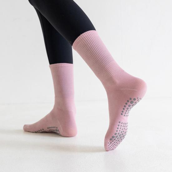1 Pair Yoga Socks with Non-slip Silicone Gripper Breathable Moisture-Wicking Professional Women Ballet Dance Fitness Pilates Sports Mid-calf Socks