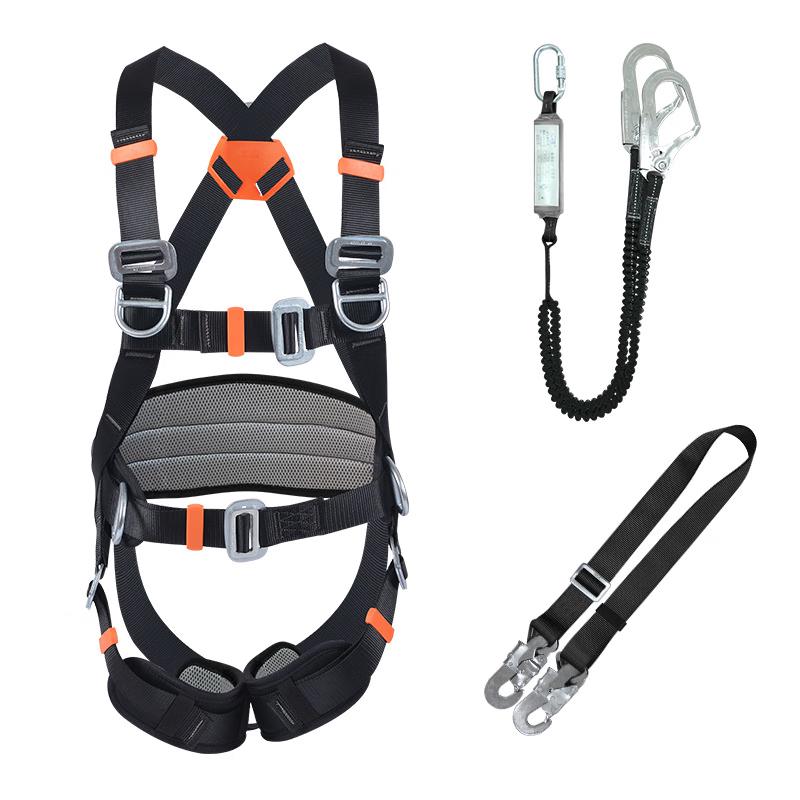 Reflect Five-Point Full Body Safety Harness with Double Lanyard and Pole Climbing Belt
