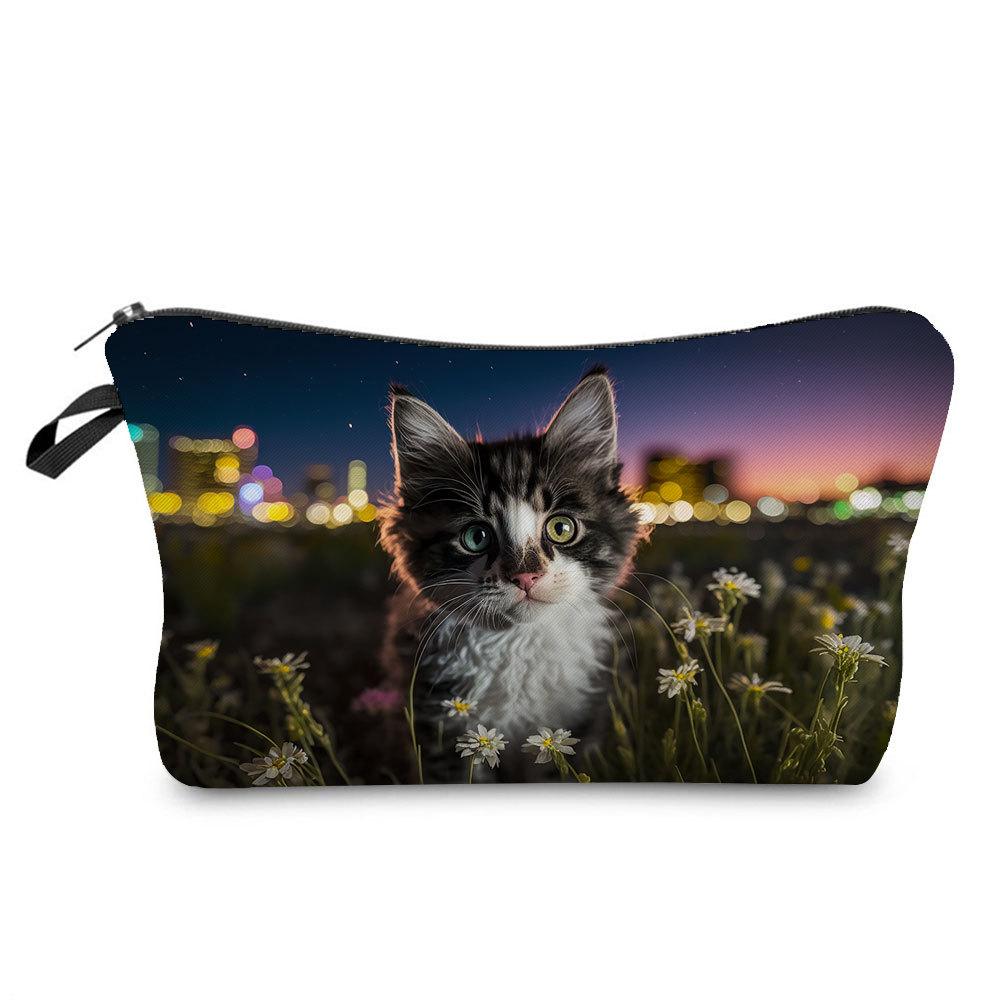Women Cat Print Cosmetic Bag Toiletries Organize Travel Storage Case 6772