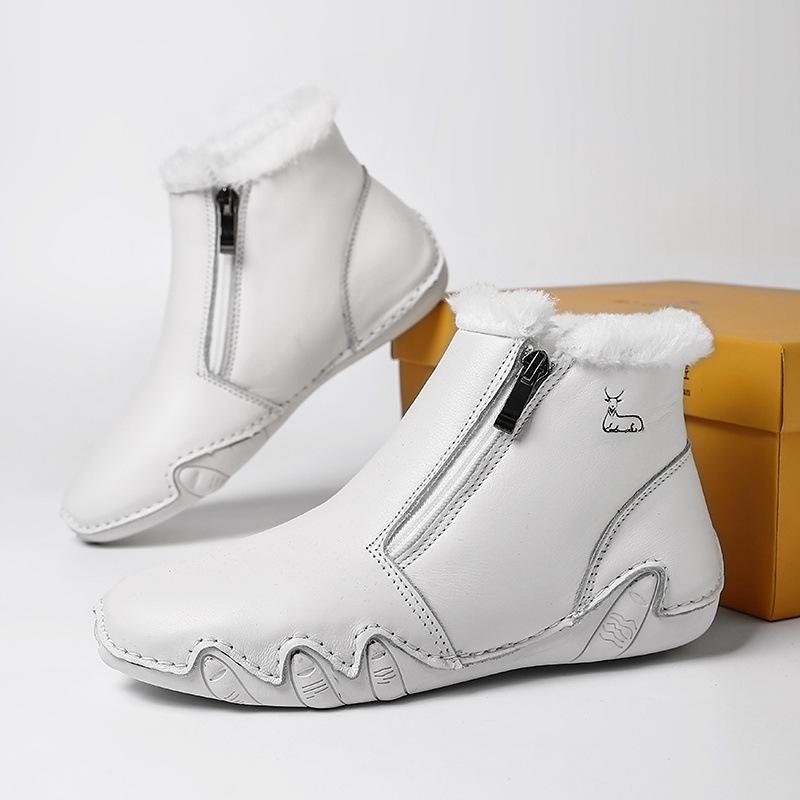 Retro Women's Genuine Leather Martin Boots - Plus Size, High-top, Wear-resistant, Casual Outdoor Shoes