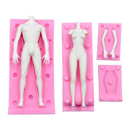 1 Set Body Mold Flexible Bendable Silicone Male Female Full-body Mold for Home