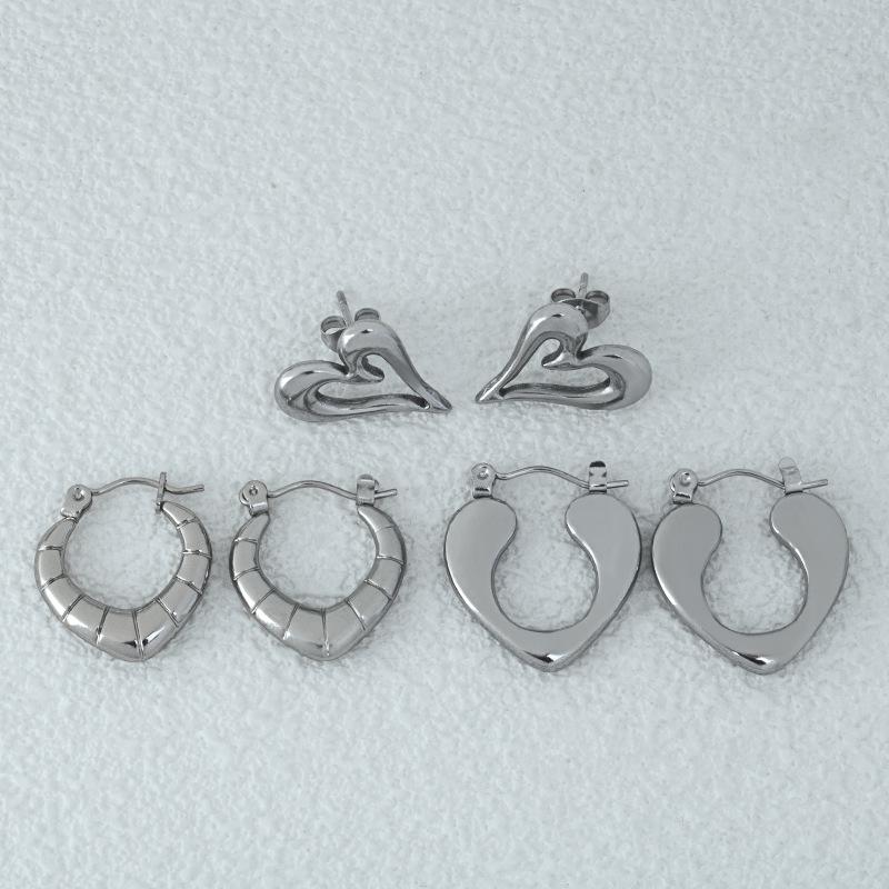 Titanium Steel Heart-Shaped Geometric Earrings for Women