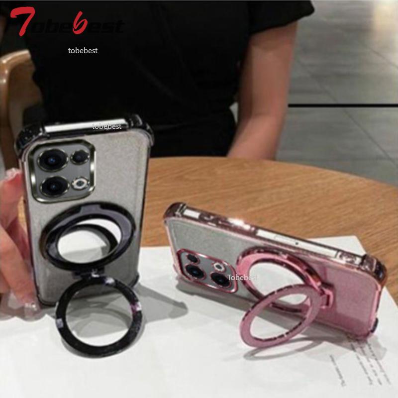 Stoßfeste GLITZER Beschichtung Hülle Für Xiaomi 15 Ultra 14 14T 13 12 Pro 11 Lite Kristall Armband Spiegel Magsafe Handyhalter Abdeckung