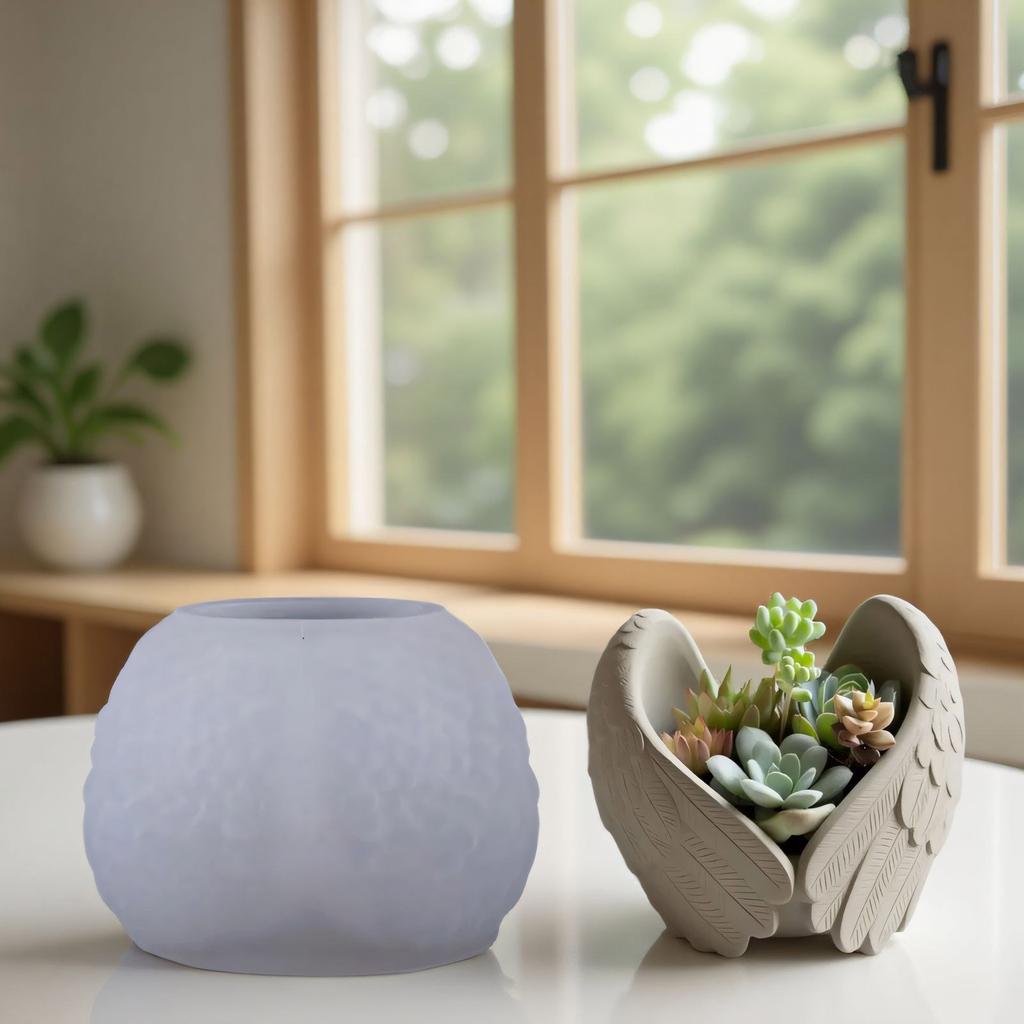 Engel Flügel Silikonform für DIY Resin Handwerk Kerzenhalter Pflanzgefäß Wiederverwendbare Texturdesigns