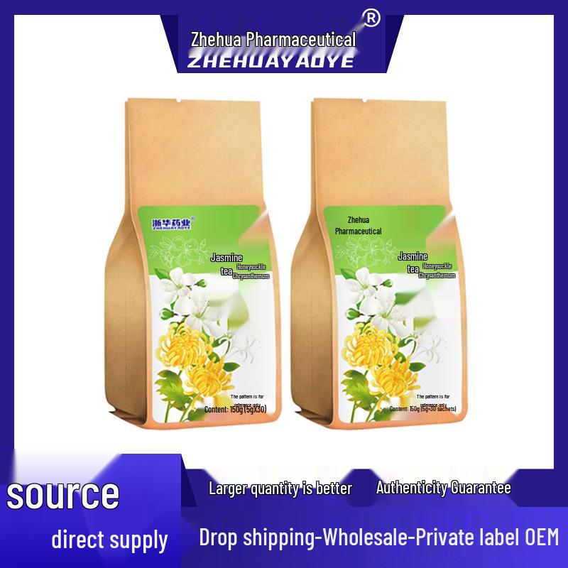 Чайная смесь «Желтая жимолость-Хризантема-Жасмин»: Трехцветный травяной чай для здоровья «Поздняя ночь» и «Пожаротушение», 30 пакетиков.