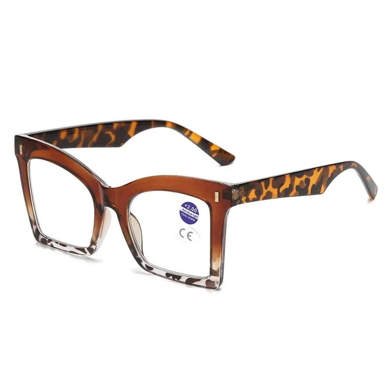 

Ladies Luxurious Oversized Frame Reading Eyeglasses Trendy HD Blue Light Blocking Presbyopic for Men Women Square Vintage Retro Far Sight Glasses 1.5