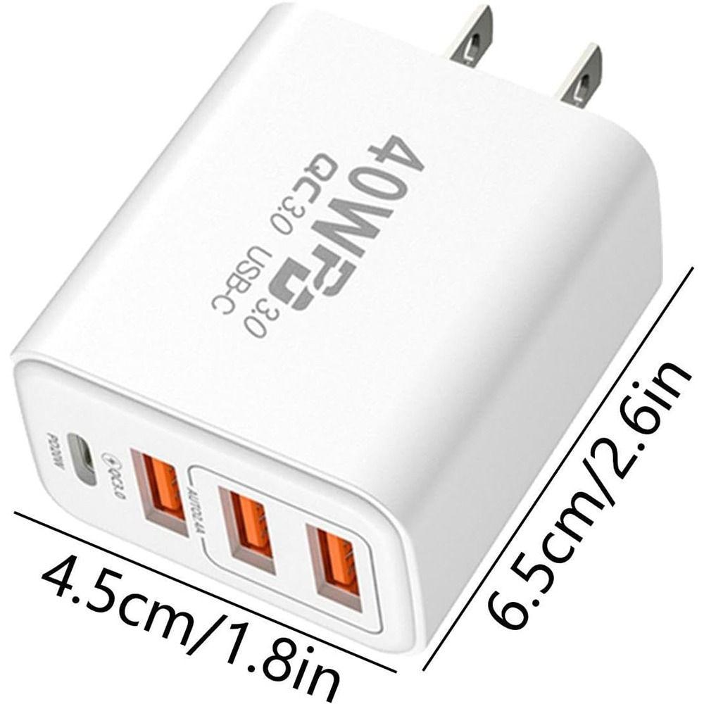 Durable 40W USB C Charging Plug 4Ports TypeC Charging Block Fast Charging USB Wall Charger Adapter