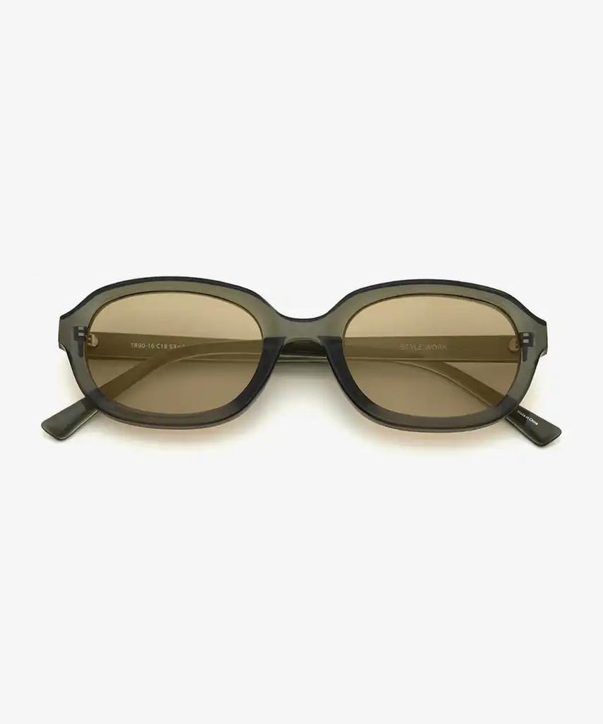 Seutailwokeu Brown Tinted Oval Style Work Tr90-16 C18_Br Style Work Sunglasses