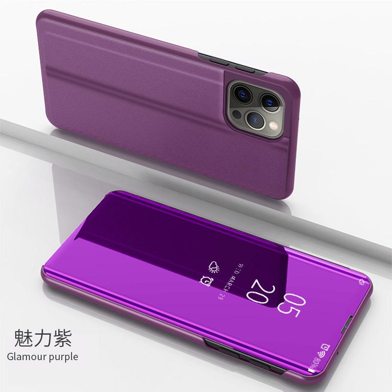 Applicable iPhone11Promax Mobile Phone Case Mirror Vertical No-flip Leather Case Acrylic Apple 11 Protective Case