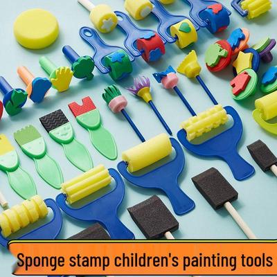 Kids' Painting Sponge Brush Set - 4 Mushroom Stamp Tools for Finger Painting Graffiti