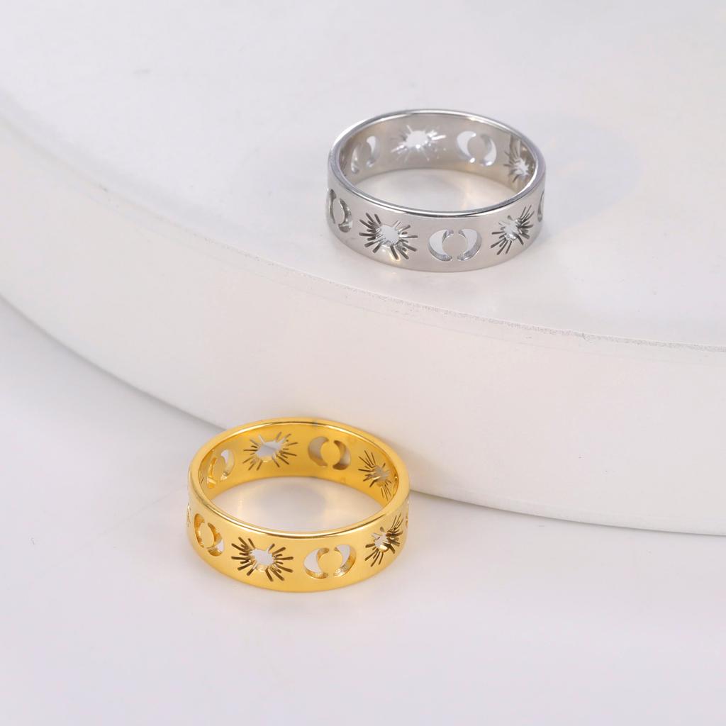 Cazador Stainless Steel Sun Crescent Moon Rings for Women Gold Color Rings 2026 Jewelry Anniversary Birthday Mother Gift New