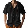 Summer Men's Lightweight Breathable Linen Loose-Fit Hooded Short-Sleeved Shirt