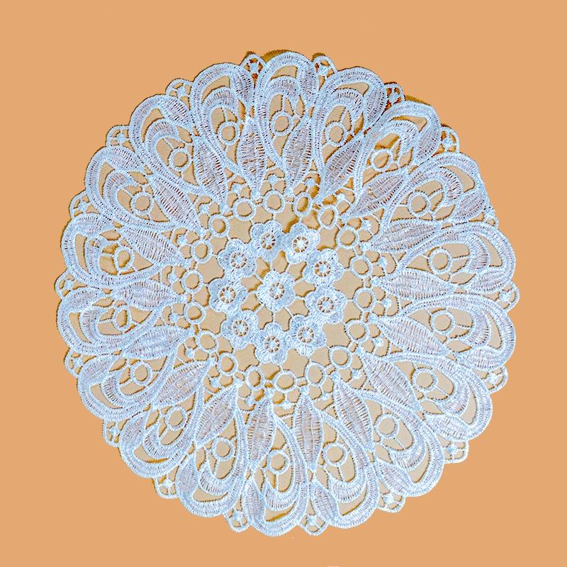 20cm Cotton Crochet Table Placemat French Embroidered Lace Coaster Cloth Coffee Mug Dining Mat Pad Wedding Banquet Home Decor
