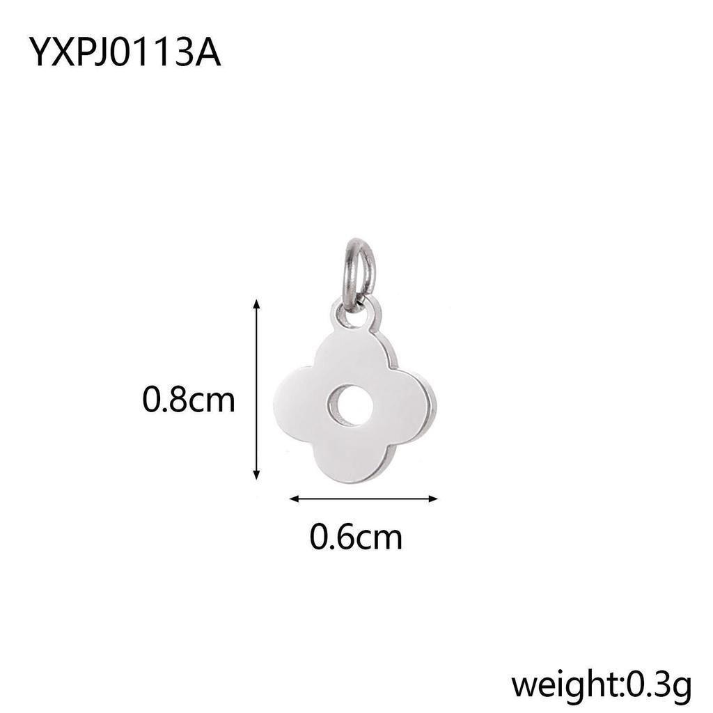 Stainless Steel Lucky Clover Zircon Pendant & Flower Connector DIY Bracelet/Necklace Accessory