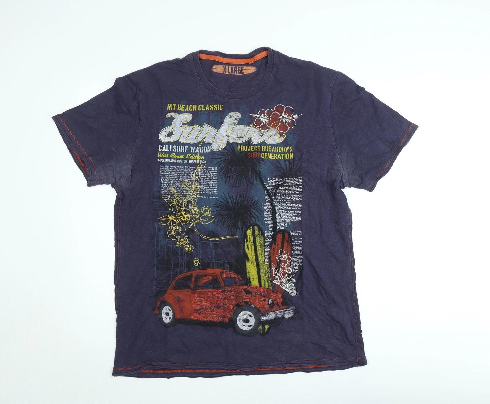 Next Men’s Blue Surf Graphic T-Shirt XL Cotton Crew Neck 3XL