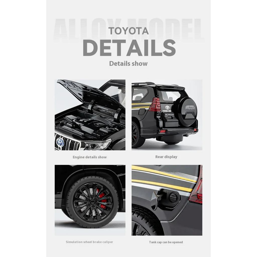 1/18 TOYOTA Land Cruiser Prado Off Road SUV Alloy Metal Car Model Diecasts Casting Sound and Light Car Toys for Children Vehicle
