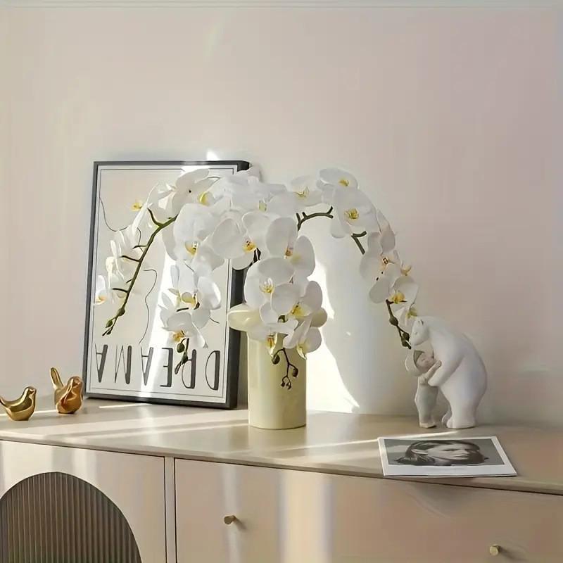 

Realistic Phalaenopsis Orchid Single Stem for Wedding, Home Decor, and Floral Art белый