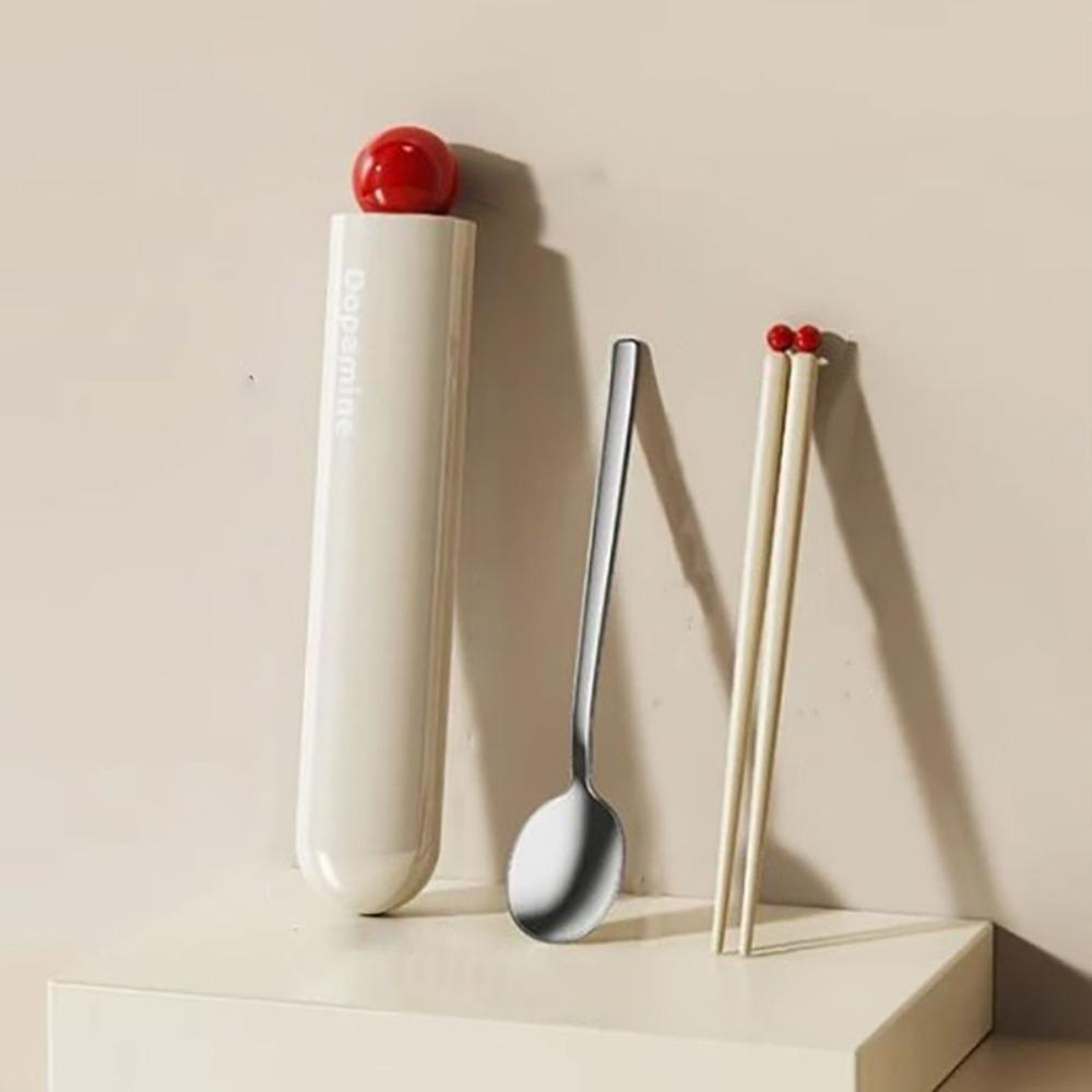 With Storage Box Student Flatware Set Dopamine Style Chopstick Spoon Camping Cutlery Set  School