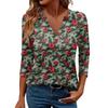 Women's Casual Fashionable Sexy Comfortable V-Neck Christmas Three-Quarter Sleeve Top