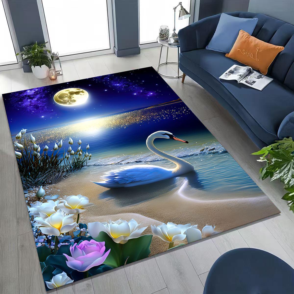 

Ковер Мультфильм Искусство Лебедь Мечты Любви для Спальни Гостиной Дивана Домашний Декор Придверный коврик, Большой Детский Игровой Нескользящий Напольный Коврик Подарок 40x60cm( 15x23in )