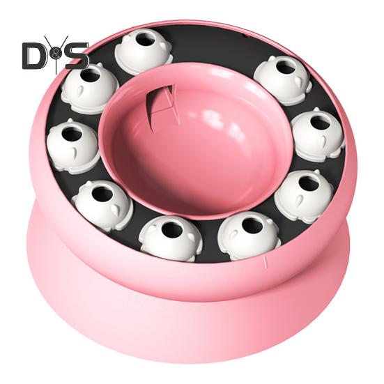 

Повільна годівниця. Миска для котів. Піднята головоломка. Іграшка-годівниця. Обертова інтерактивна миска для роздачі ласощів для домашніх котів. рожевий