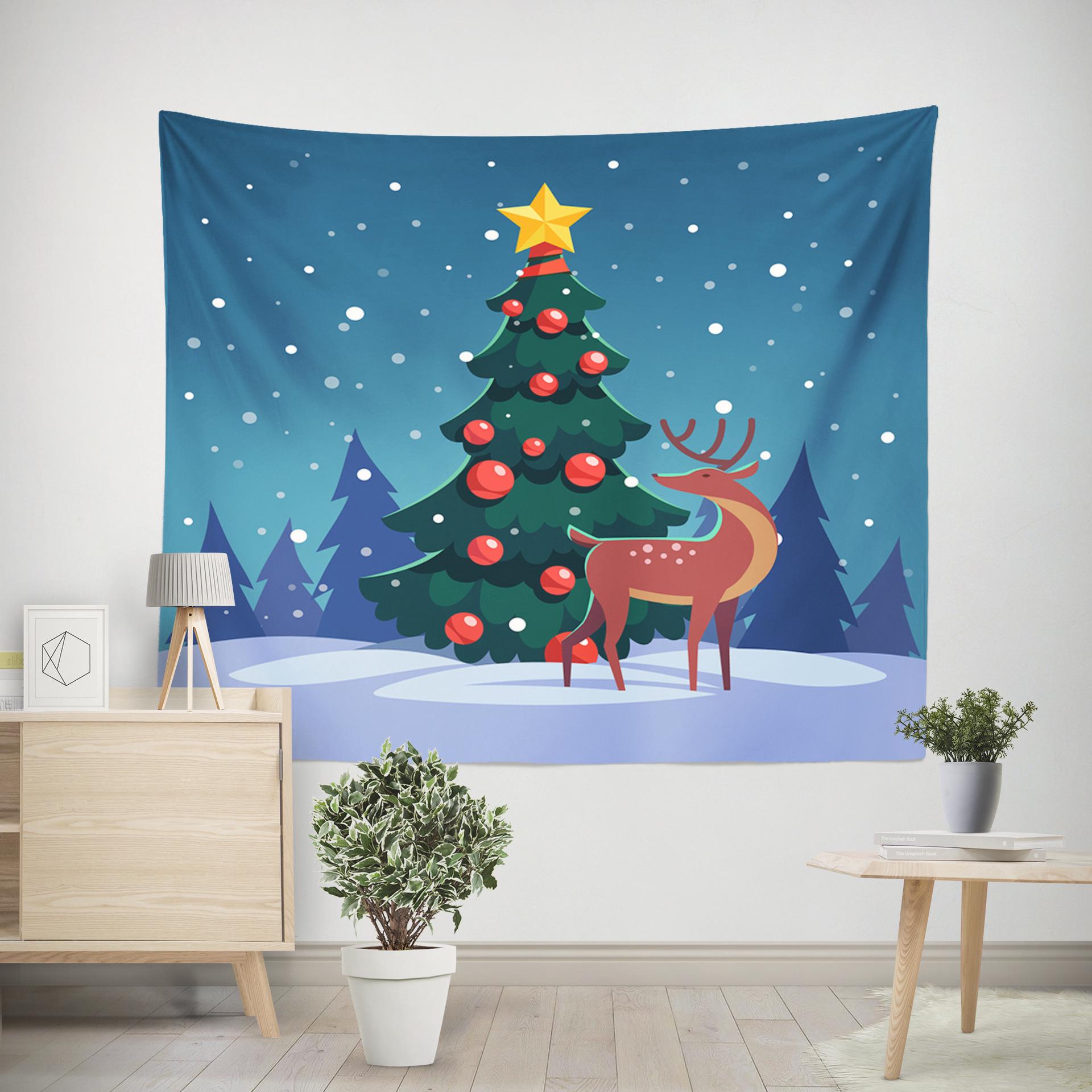 

Трансграничный домашний гобелен, Рождественская елка, украшение в виде лося, пляжное полотенце, коврик для сидения, модная шаль, холст 100x75cm