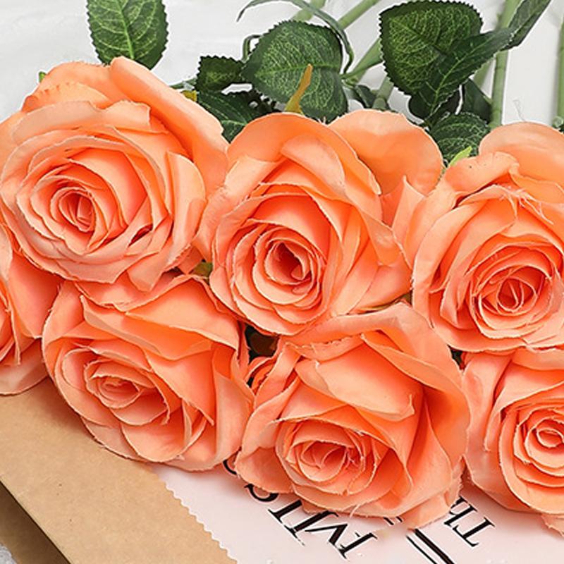 5pcs Artificial Flower Rose Bright Color Long Lasting Attractive Decorative Fake Silk Flower