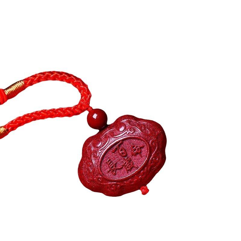 New High-content Cinnabar Pendant, Peace and Good Fortune Lock for Men, Women, and Children, a Birthday Gift for Children