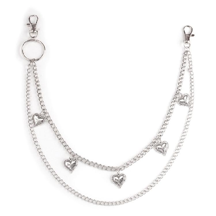 Punk Side Chain Trendsetting Butterfly Heart Pant Jewelry Layered Body Chain Trousers Street Clothing Accessories