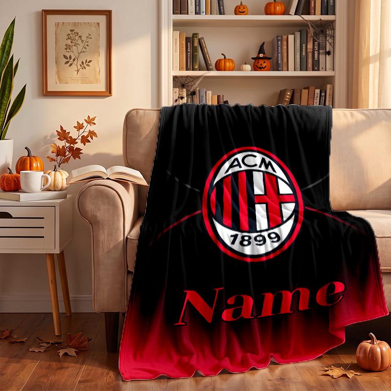 AC Milan Custom Flannel Blankets Soft Warm Cozy Throws for Home Decor Holiday Gifts