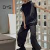 Women Summer Hooded Vest Diagonal Zipper Breathable Female Sun Protection Clothing Ladies Solid Color Casual Loose Top with Pocket