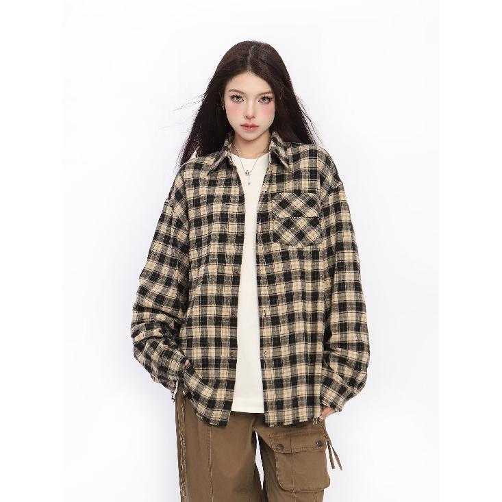 2024 Letter Long Sleeve Shirt Japanese Hong Kong Style Ins Loose Shirt Boys Summer Trendy Versatile Casual Coat