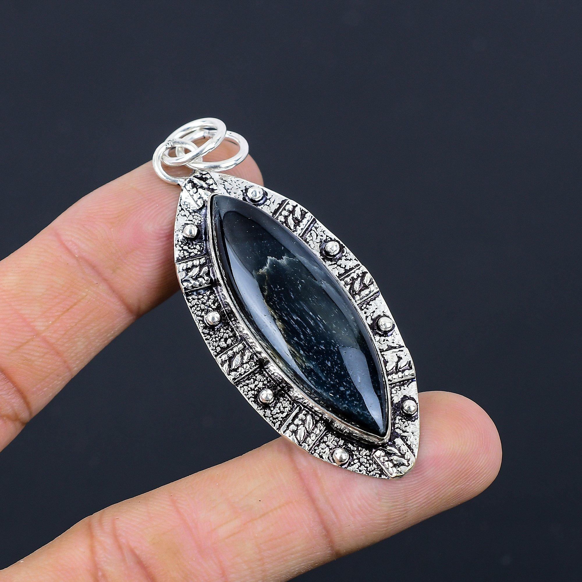Mothers day Deal 925 Sterling Silver Marquise Natural Nellite Engagement Pendant