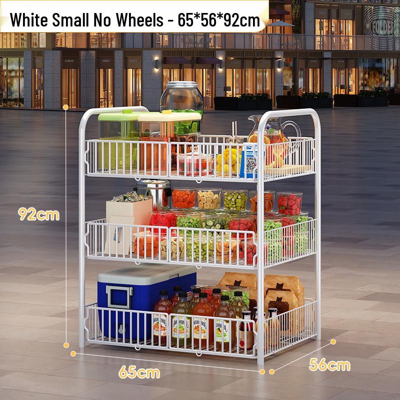 Складная трехъярусная уличная тележка для ночного рынка под открытым небом