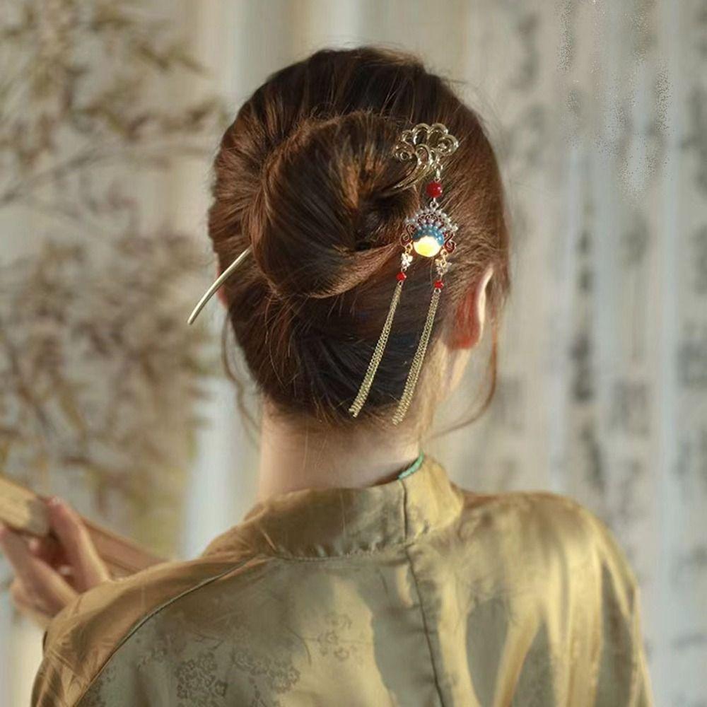 Luminescent Glowing Lantern Hairpin LED Light Hanfu Hair Clip  Girl Hair Accessories