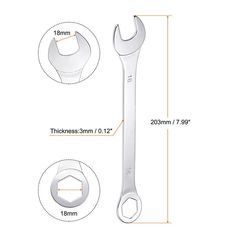 1pc 15-32mm Llave Combinada de Boca Abierta Acero al Carbono Anillo Abierto Llave Combinada Herramientas Manuales para el Hogar y Reparación de Coches Métricas
