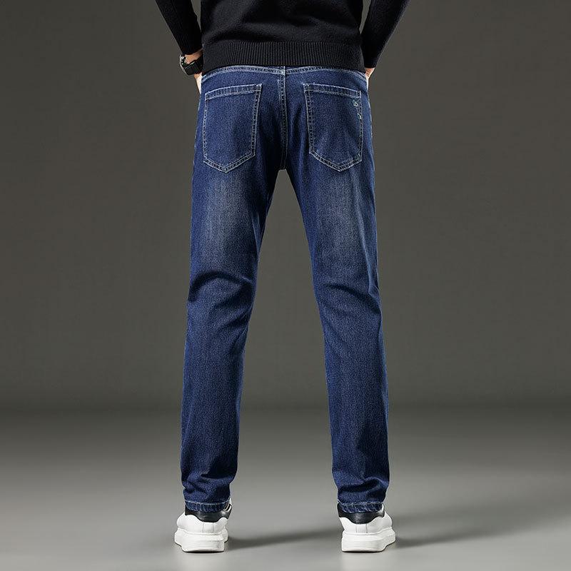 2024 Herbst/Winter Neue Plüsch/Reguläre Jeans Herren Trendy Marke Lose Gerade Röhre Business Vielseitige Stretch Lange Hose