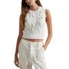 Polo Ralph Lauren Embroidered Pony Crew Neck Cable Knit Sleeveless Top Women Tops White WMPOSWENC021163-100