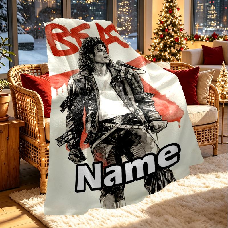 Coperta Personalizzata con Nome Michael Jackson, Arredamento Casa, Camera da Letto, Divano, Campeggio, Divano, Regali per Compleanno Natale