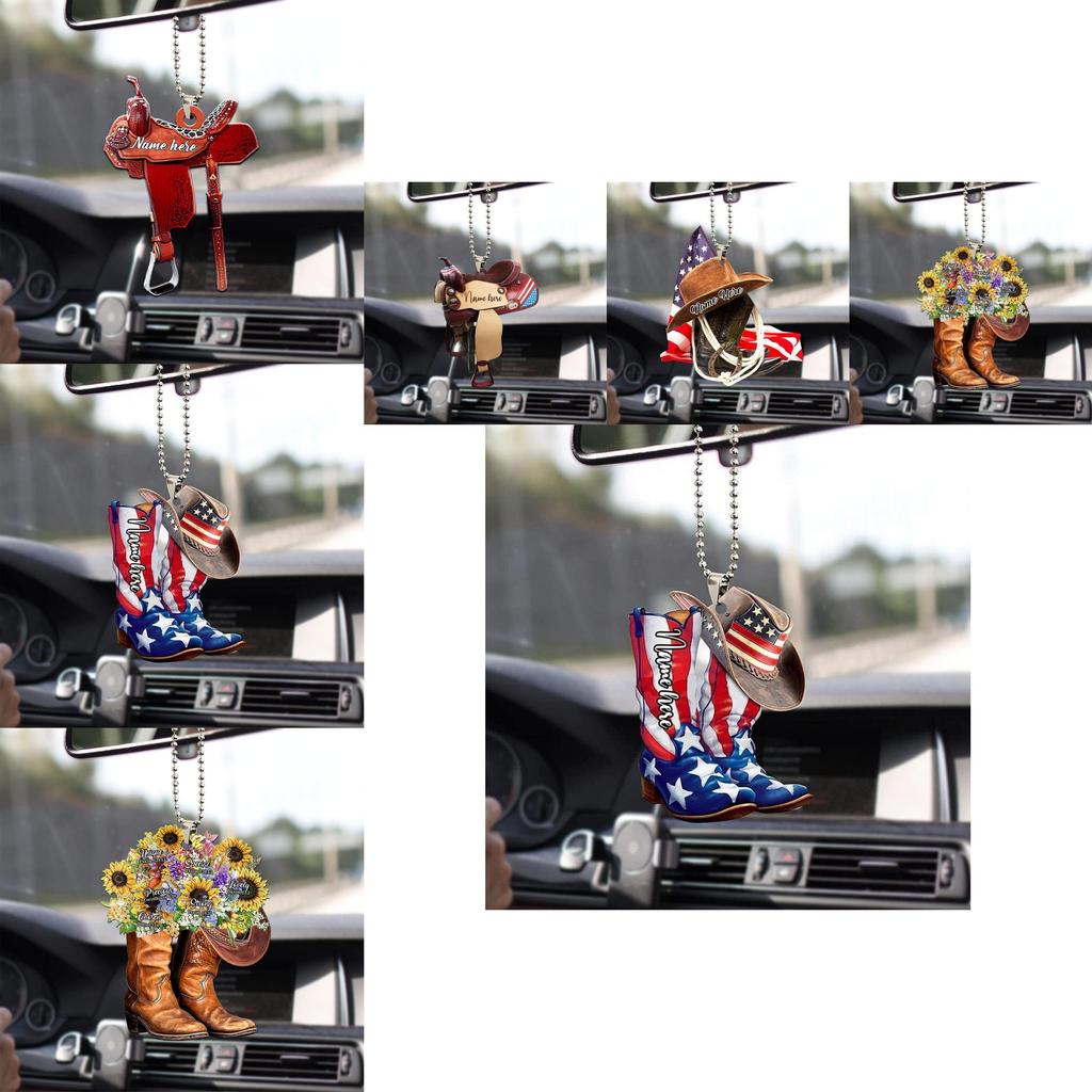 Wild West Floral Gift For Horse Lovers Vintage Cowboy Car Decoration Hanging Ornament