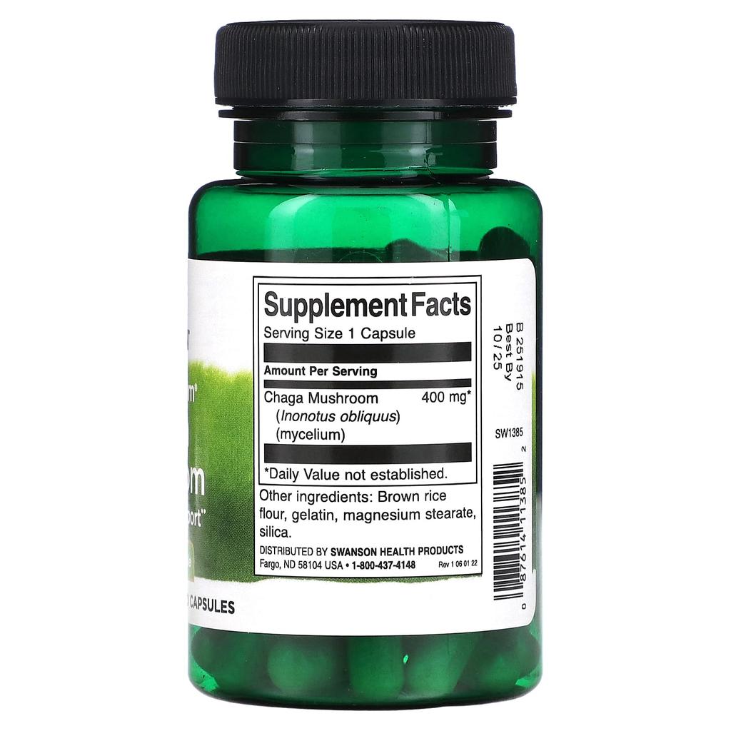 Full Spectrum Chaga Mushroom, 400Mg, 60 Capsules