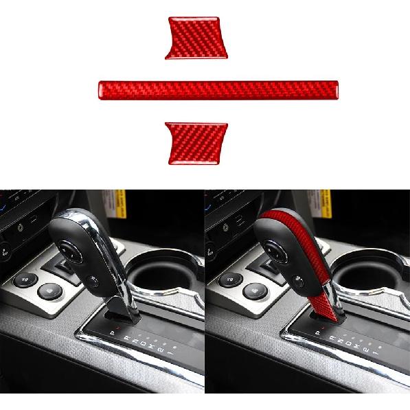 

3pcs Premium Soft Real Carbon Fiber Sticker Decal Compatible with Ford F150 2009 2010 2011 2012 2013 2014 Center Console Gear Shift Knob Cover Trim