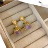 Medieval Style Niche Retro Amethyst Stone Earrings Light Luxury Temperament High-end Earrings Niche Design Ear Holes