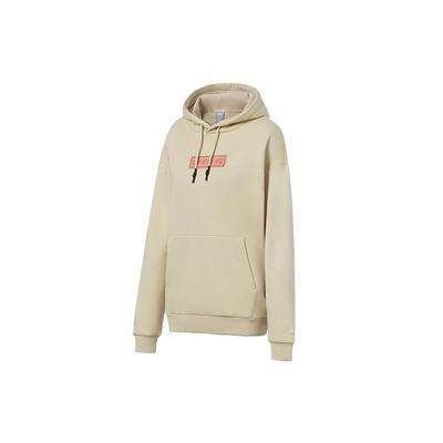 Li Ning Sports Fashion Serie Besticktes Logo Fleece Warmes Kapuzen-Sweatshirt Herren Sweatshirt Austerngrau AWDQD06-8
