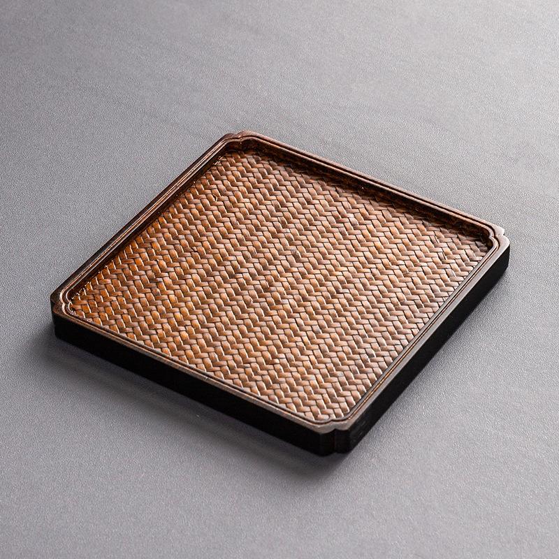 1ks Bambusové tkaní Japonský čajový podnos Ratanové tkaní Servírovací Šálek na čaj Domácí dekorace Kancelář Venkovní Čajová souprava Příslušenství