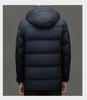 Men's Mid-Length Winter Down Jacket with Detachable Hood - Thick, Warm White Duck Down for Casual Wear