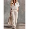 Spring Summer New Women's 2-piece Outfit, Short Sleeve Top + Casual Pants Matching Set, Fashion Casual Two Piece Suit