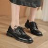 Fashion New Spring New Genuine Leather Women Shoes Fashion Lace-Up Oxford Shoes Round Toe Thick Heel Shoes Woman Zapatos De Mujer Pumps